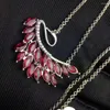 Altyaşlar Doğal Kırmızı Ruby Gem Zarif Kuğu Kuğu Gemstone Kolye S925 Silver Girl Party Hediye Güzel Mücevherat