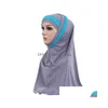 Accessoires de cheveux 2 pièces Femmes musulmanes Foulard Châle Écharpe Hijab Wrap Chapeaux Amira Islamique Fl Er Chapeau de Prière Arabe Culte Servic Dhb1F