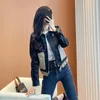 Women's Leather Spring And Autumn Motorcycle Clothes Short Pu Jacket Small Fashion Casual Korean Contrast Coat