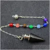 Pendant Necklaces Pendants Natural Stones Pendum For Dowsing Divination Chain Hexagonal Column Siercolor Cone Pendant Jewelry Necklace Dh4Tz