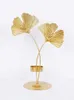 Titulares de velas 1p cnórdico Golden Ginkgo Folha Candlestick Luxury Living Room Home Decoration Wedding Party 231023