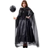 Halloween Costume Women Designer Cosplay Costume Halloween Makeup Ball Costume Tulle Long Cloak Dark Witch Cos Castle Queen Court Dress Color