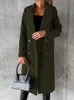 Damen Wollmischungen Wollmantel Frauen Herbst Winter Lange Jacke Damen Vintage Zweireiher Mantel Weiblich Elegant Lässig Einfarbig Mäntel 231023