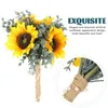 Decorative Flowers Wedding Romantic Sunflower Bouquet Bride Bridal Artificial Decor