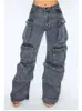 Spodnie damskie S Multi Pocket Personality Design Solidny kolor Y2K workowate Jean High Street Hip Hop Wide Leg Casual Prosty High Jean 231023