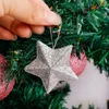 Christmas Decorations 6 30PCS Pentagram Hanging Pendant Silver Gold Glitter Star Xmas Tree Ornament Festive Wedding Party Home Decoration 231023