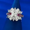 Ehepaar Ruby Diamond Ring 100% Real 925 Sterling Silber Party Ehering -Ringe für Frauen Braut Engagement Schmuck