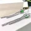 Stud Oorbellen Romantiek Real 925 Zilver Gemaakt Moissanite Emerald Bowkont Gem Earring Eardrop Girl Luxe Vrouwen Verjaardag Fijne sieraden