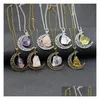 Pendant Necklaces New Fashion Moon Vintage Irregar Natural Stone Pendant Necklaces Necklace Mti Spar Quartz Crystals Jewelry Jewelry N Dhubm