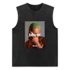 Homens camisetas Frank t-shirt homens oversized algodão tank tops música loira tshirts hip hop streetwear sem mangas colete roupas gráficas