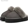 Stiefel Winter Frauen Fell Hausschuhe Warme Stiefel Plattform Flip-Flops 2023 Neue Kurze Plüsch Wohnungen Hause Baumwolle Schuhe Wildleder Maultiere damen Stiefel T231023