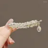 Hair Clips Fashion Alloy Zirconia Rhinestone Wheat Duckbill Clip Shining Edge Tassel Hairpin For Girl Women Jewelry Decoration