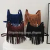 Women's Frosted Women Pu Leather Shoulder Tassel Handbags Designer Fringe Bags Crossbody Vintage Fashion Purses