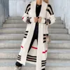 Women's Sweaters Spring Knitted Cardigan Women Striped Patchwork Autumn Winter Elegant Long Outerwear Maxi Y2k Sweater Coat Soft Jacket 231021