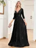 Party Dresses Fannonnaf Modest Champagne Banquet Evening Dress A Line Elegant Wedding Prom Gown Sparkly Sequin Floor-Length Chic