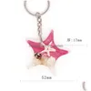 Keychains Lanyards Wholesale Unique 4 Colors Creative Fashion Amber Luminous Key Chain Real Starfish Specimen Car Ys2K006 Drop Deliv Dhdxb