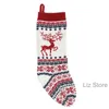 Julgran Sock Santa Claus Candy Gift Socks Snowflake Elk Mönster Decoration Pendant Xmas Party Hanging Decor Supplies Th1210