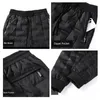 Calças masculinas pato para baixo homens ao ar livre wadded inverno 8xl 7xl 6xl jogger quente à prova d'água calças térmicas plus size roupas resistentes ao frio 231021