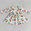 Abiti da ragazza Promozione Neonate Girasole Abbigliamento Maniche lunghe Tulle arancione Twirl Dress Bambini Moda Bambino Leopardo Abiti floreali