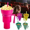 Gobelers 2-en-1 Snack boisson tasse de fuite de fuite de gobelet avec bol Paille réutilisable pop-corn pour boissons cinématographiques boisson