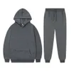 Erkeklerin Trailsuits Hoodie Set Düz Renkli Sweatshirt Seti Sıradan Uzun Kollu Hoodies Pantolon Polar Polar İki Parça Takım Eşit Y2K Swearpants 231023