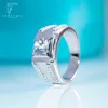 Wedding Rings FENTTECI S925 Sterling Silver Platinum Plated D Color Men's Ring Luxury Fine Jewelry for Men Wedding Engagement Gift 231021