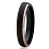 Fedi nuziali Personalizza Anello di fidanzamento 4MM Nero con anelli in tungsteno in oro rosa per uomo Gioielli all'ingrosso per donna 231021