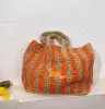 Projektantka Raffii Summer Tote Women na ramiona torby plażowe luksusowe torebki worki z oddychaniem tkane zakupy duża pojemność haftowa mikrofibry haftowana