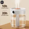 Difusores de aceites esenciales Humidificador de aire de doble boquilla de 2L con pantalla LCD de humedad Difusor de aceite aromático de gran capacidad para el dormitorio del hogar 231023