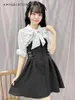 Robes de travail Style japonais Lolita, ensemble de robes douces en dentelle avec nœud papillon, Kawaii, chemise à manches courtes, Cape amincissante, ensemble deux pièces