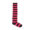 Women Socks INDJXND Fashion Striped Knee Cotton Stockings Thigh High Over For Ladies Warm Long Stocking Sexy Medias