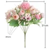 Decorative Flowers Flores Artificiales Flower Beautiful Peony Fake Hydrangea Silk Bouquet For Home Wedding Decoration Atificial Plants