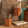 Bouteilles de rangement porte-stylo bureau boîte en bois fille créative en bois massif étudiant bureau seau décoration