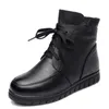 Drkanol Women Snow Boots Vintage本物の革製天然ウール毛皮の冬の暖かい足首フラットマザーシューズ230922