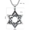 Hänge halsband vintage stor judisk 6 -punkts stjärna av David rostfritt stål halsbandskedja