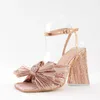 Retro Sandaler Brand Fairy Women s skor designer elegant högklackade bowknot formella klädfest klackar sko deigner dre häl