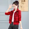 Women's Jackets Autumn And Winter Sequins Coats For Woman Stand Collar Tops 2023 Casual Slim Short Red Baseball Jacket Outwear