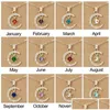 Pendant Necklaces New Style Moon Star Birthstone Pendant Necklace Wish Card For Women Crystal Gold Color Clavicle Chain Mom Birthday J Dhd17