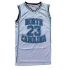 Anpassade män baskettröjor NCAA North Carolina Tar Heels 23 Michael Stitched Jersey Unc College Man Black White Blue
