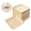 Disposable Dinnerware ROSENICE 100pcs Square Wooden Plate Party Plates Tableware For Wedding Restaurant Picnic Birthday 140x140mm Plastic