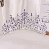 Vintage kronor och tiaras persika kristall brud kvinnor tiara krona tävling prom diadem bröllop hår tillbehör