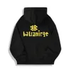 24SS Designer Balanciaga Sweat à capuche Balencaigaity 23 New Pure Original Paris World Yellow Tape Manches longues Hommes et Femmes OS Loose Outer Wear Col rond avec chapeau Couple