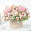 Decorative Flowers Flores Artificiales Flower Beautiful Peony Fake Hydrangea Silk Bouquet For Home Wedding Decoration Atificial Plants