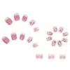 Faux ongles 24pcs frais été fée fleur motif nail art faux avec colle rose violet court portable outils de port