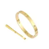 Famosi braccialetti rigidi Screw Love con pietre cacciavite Bracciale in acciaio inossidabile placcato oro 18 carati