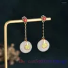 Boucles d'oreilles à tige en Jade blanc, Donut, calcédoine, amulette de mode, cristal naturel, argent 925, Zircon, bijoux cadeaux, pierres précieuses