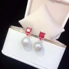 Boucles d'oreilles pendantes, une paire de perles d'eau douce Reborn Keshi, baroques, blanc, rouge/bleu/vert, crochet en Zircon, perles naturelles, vente en gros, FPPJ