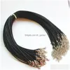 Chains 2Mm Mix Colors Wax Leather Snake Necklace Chain 45Cmadd5Cm Cord String Rope Wire Extender With Lobster Clasp Diy Fashion Jewelr Dhyuc