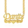 Pendant Necklaces Personalized Custom Gold Plated Name Necklace with Heart Double Layer Two Tone Nameplate Necklace XOXO Chain Jewelry Gift 230630