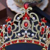 Grampos de cabelo feminino coroa barroca vintage vermelho cristal nupcial tiaras acessórios de casamento strass concurso baile para noiva headban